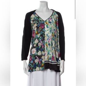 Weekend Max Mara Floral printed mixed media silk blouse size XS whimsigoth